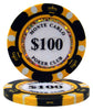Fichas de póquer de arcilla Monte Carlo de 14 gramos en caja de madera de nogal - 300 ct.