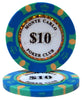 Monte Carlo 14 Gram Clay Poker Chips in Wood Black Mahogany Case - 500 Ct.