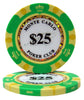 Monte Carlo 14 Gram Clay Poker Chips in Wood Mahogany Case - 750 Ct.