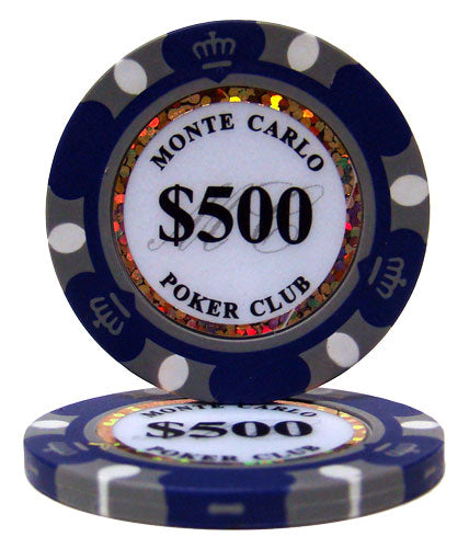 Monte Carlo 14 Gram Clay Poker Chips in Black Aluminum Case - 500 Ct.