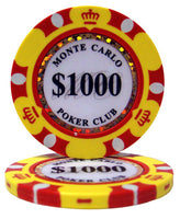 Fichas de póquer de arcilla Monte Carlo de 14 gramos en caja de aluminio estándar - 500 ct.