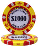 Monte Carlo 14 Gram Clay Poker Chips in Standard Aluminum Case - 1000 Ct.