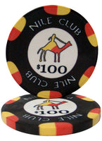 Nile Club 10 Gram Ceramic Poker Chips in Wood Mahogany Case - 750 Ct.