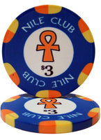 Fichas de póquer de cerámica Nile Club de 10 gramos en soporte acrílico - 1000 ct.