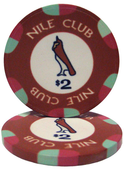 Nile Club 10 Gram Ceramic Poker Chips in Wood Walnut Case - 300 Ct.