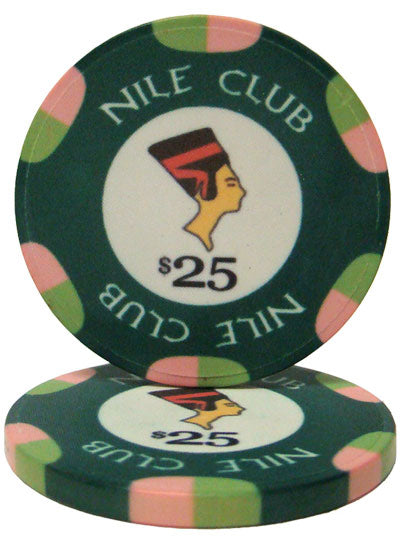 Fichas de póquer de cerámica Nile Club de 10 gramos en caja de aluminio negro - 500 ct.