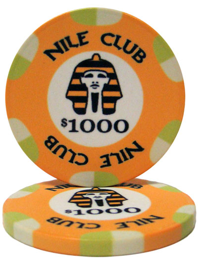 Nile Club 10 Gram Ceramic Poker Chips in Wood Carousel - 200 Ct.