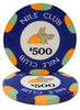Fichas de póquer de cerámica Nile Club de 10 gramos en caja de aluminio estándar - 1000 ct.