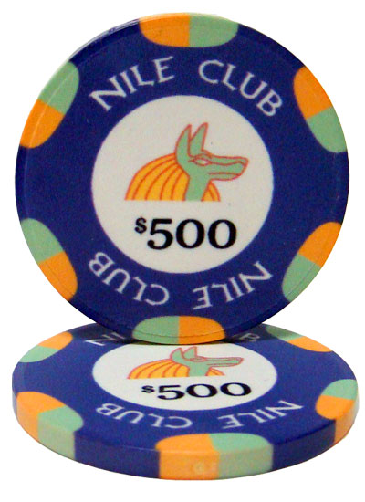 Nile Club 10 Gram Ceramic Poker Chips in Wood Hi Gloss Case - 500 Ct.