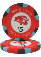 Nile Club 10 Gram Ceramic Poker Chips in Wood Walnut Case - 500 Ct.