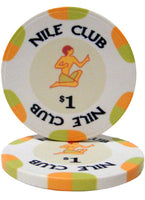 Nile Club 10 Gram Ceramic Poker Chips in Wood Walnut Case - 300 Ct.