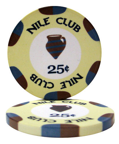 Nile Club 10 Gram Ceramic Poker Chips in Wood Hi Gloss Case - 500 Ct.