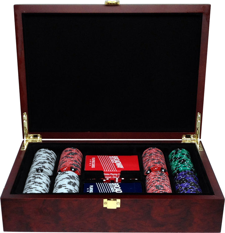 Personalized Custom Wood Poker Chip Set - 200 14g Clay AK & Suit