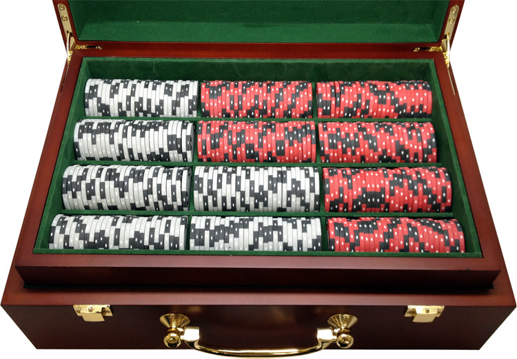 Infinity Poker Personalized Custom Wood Poker Chip Set - 500 13g Clay Infinity Chip ...