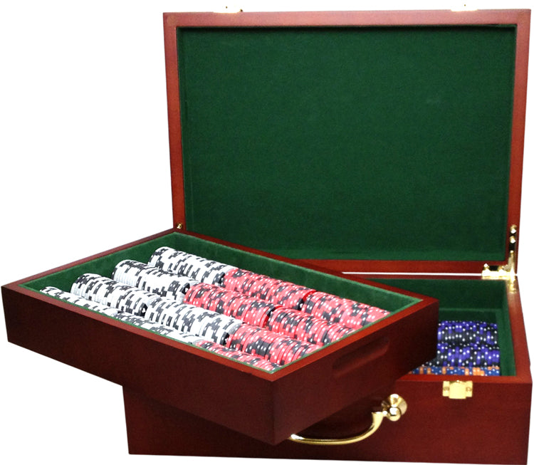 Personalized Custom Wood Poker Chip Set - 200 14g Clay AK & Suit