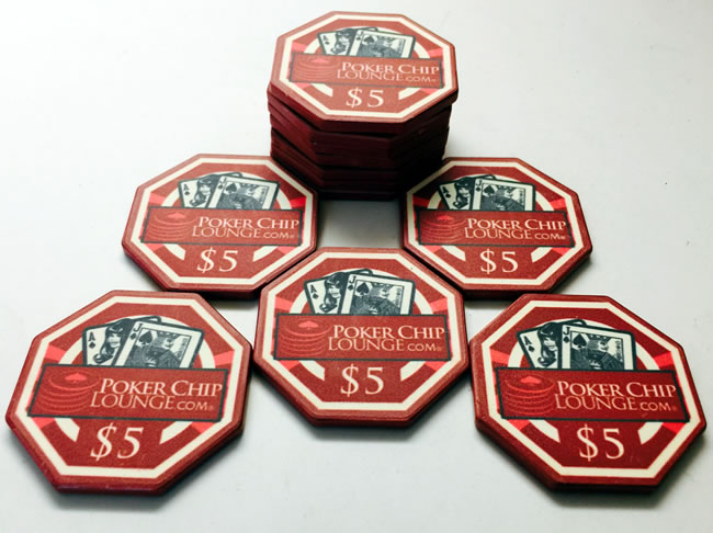 Custom Ceramic Poker Chips - Octagon Shaped - Sample Pack - 7 Chips
