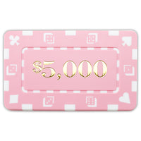 Rectangular $5000 Pink Poker Plaques - Qty 5