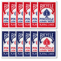 Bicycle Pinochle Red & Blue Jumbo Index Playing Cards - 12 Decks