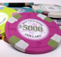 Poker Knights 13.5 Gram Clay Poker Chips - $5000 - Face View