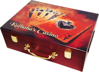 Kulbaba's Casino Printed On 500 Capacity Custom Printed Mahogany Wood Poker Case