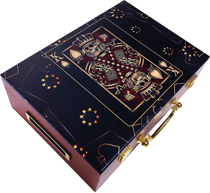 King of Spades - Premium 500 Capacity Mahogany Wooden Poker Chip Case