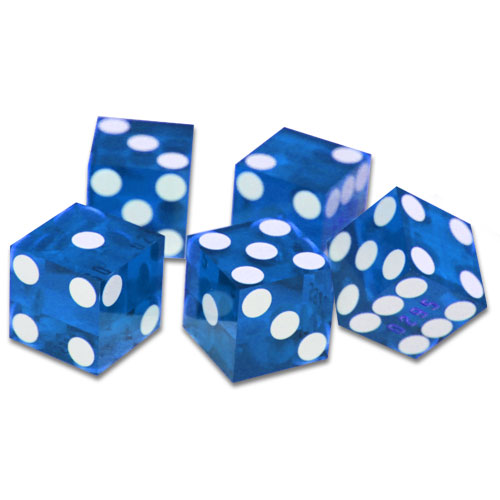 5 New Blue 19mm Grd A Precision Dice w/ Matching Serial Numbers