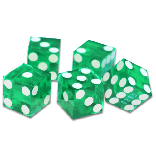 5 New Green 19mm Grd A Precision Dice w/ Matching Serial Numbers