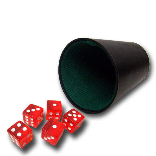 5 Red 16mm Dice with Plastic Cup