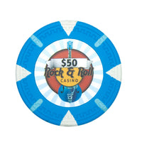 Rock &amp; Roll Fichas de póquer de arcilla de 13,5 gramos en carrusel de madera - 200 ct.