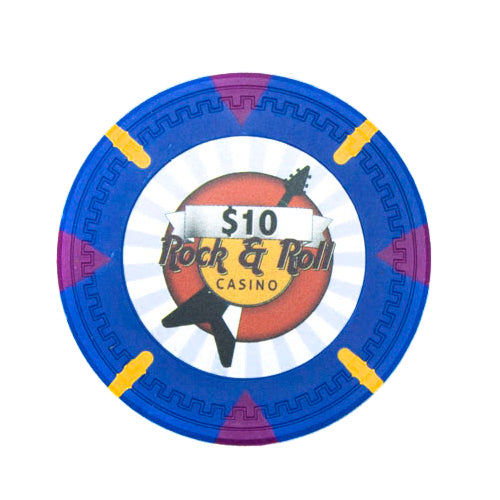 Rock & Roll 13.5 Gram Clay Poker Chips in Acrylic Carrier - 1000 Ct.
