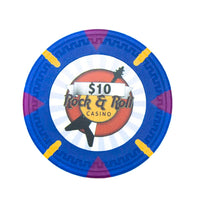 Rock & Roll 13.5 Gram Clay Poker Chips in Wood Walnut Case - 500 Ct.