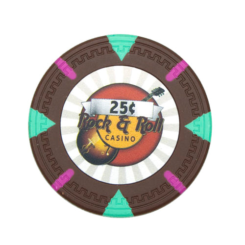 Rock & Roll 13.5 Gram Clay Poker Chips in Wood Carousel - 200 Ct.