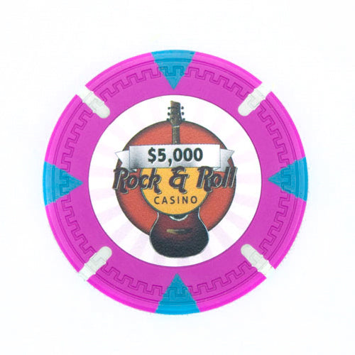 Rock & Roll 13.5 Gram Clay Poker Chips in Wood Mahogany Case - 750 Ct.