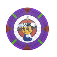 Rock &amp; Roll Fichas de póquer de arcilla de 13,5 gramos en soporte acrílico - 600 ct.