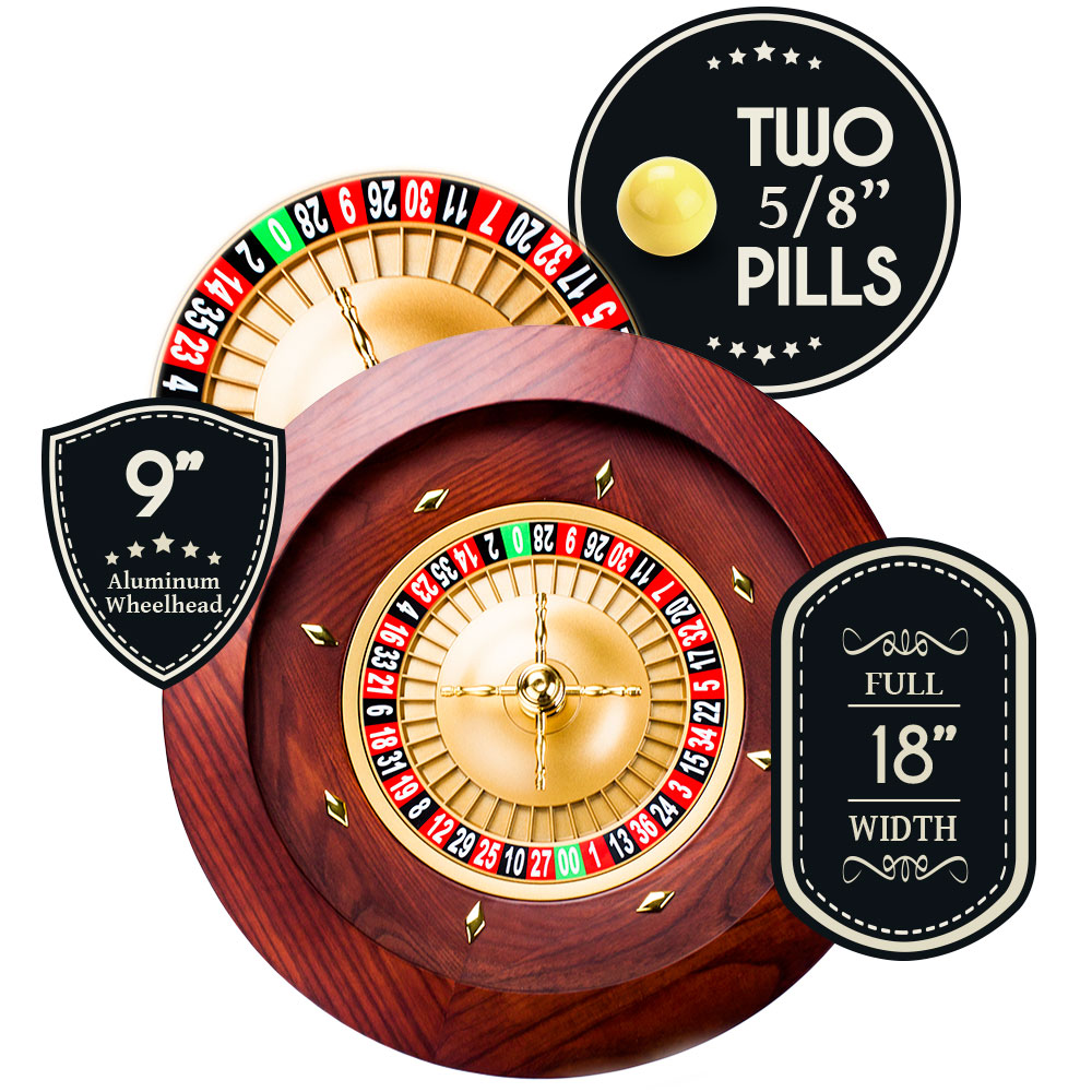 Casino Grade Deluxe Wooden Roulette Wheel - 18 inch