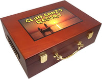 Club Sanzo 500 Capacity Custom Printed Mahogany Wood Poker Case