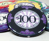 Scroll 10 Gram Ceramic Poker Chips in Black Aluminum Case - 500 Ct.