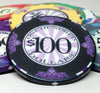 Scroll 10 Gram Ceramic Poker Chips in Wood Carousel - 200 Ct.