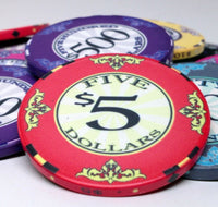 Scroll 10 Gram Ceramic Poker Chips in Acrylic Trays - 200 Ct.