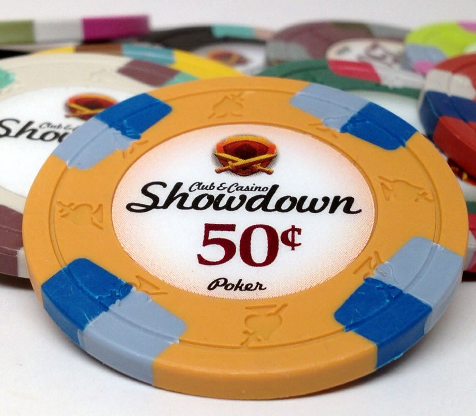 Showdown Club Poker Chips 13.5 Gram Clay 100 PC Bulk New