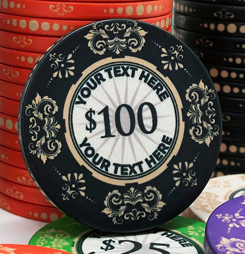 The Victorian Custom Ceramic Poker Chip - Black Chip Close up