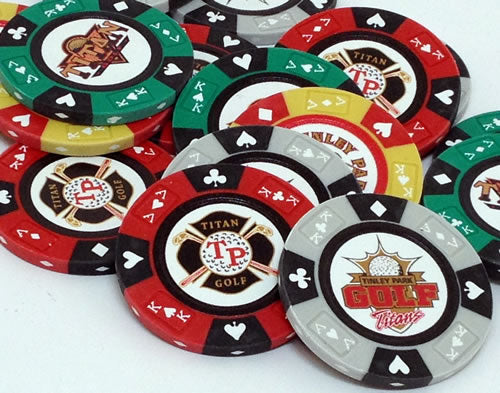 Custom Printed Mahogany Wood Poker Chip Set with 14 Gram Clay Ace King & Suits Poker Chips - 200 Chips